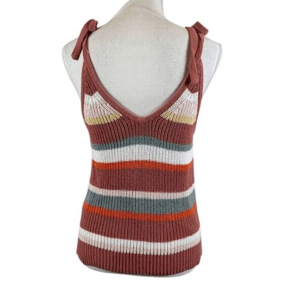 Madewell Striped Grandfield Tie-Strap Sweater Tank Rust White Green Size XS - Picture 3 of 9